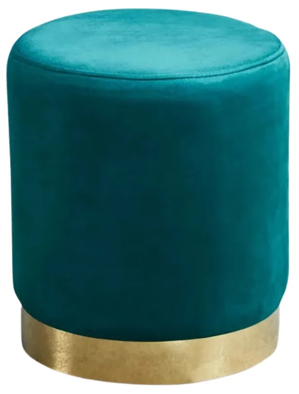 Taburet rotund din catifea, 32 cm, verde-auriu