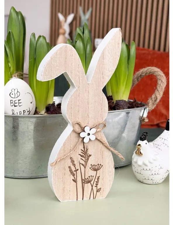 Iepure de lemn de Paste FLORAL RABBIT 20 cm