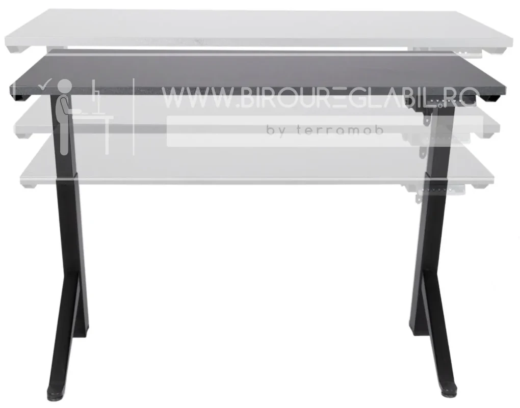 Birou reglabil electric TerrA2Y Black-cadru in Y / profil cadru negru (Dimensiune blat: 120x60 cm, Culoare blat: Stejar 18mm)
