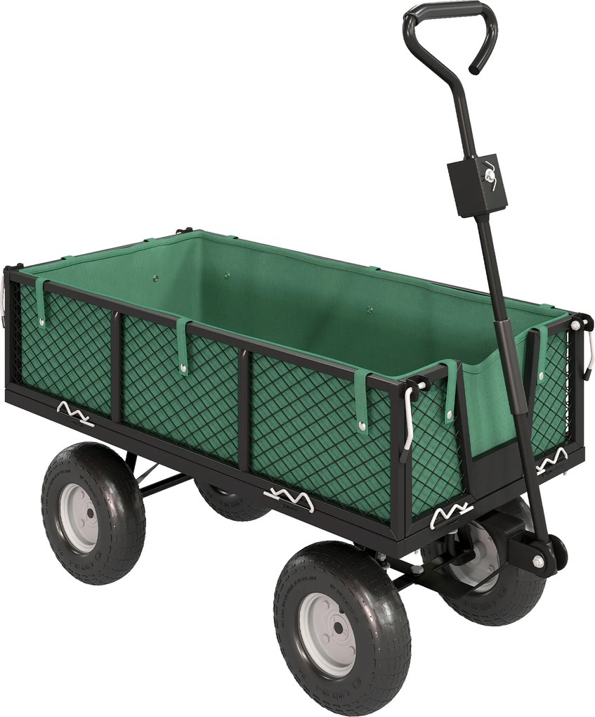 Outsunny Cărucior de Grădină de 114L cu Pereți Laterali Detașabili și Mâner Rotativ, 105x51x54 cm, Negru | Aosom Romania