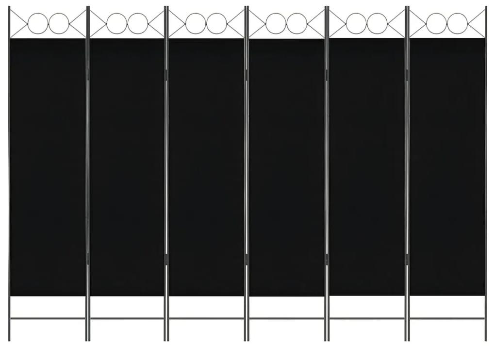 280246 vidaXL Paravan de cameră cu 6 panouri, negru, 240 x 180 cm