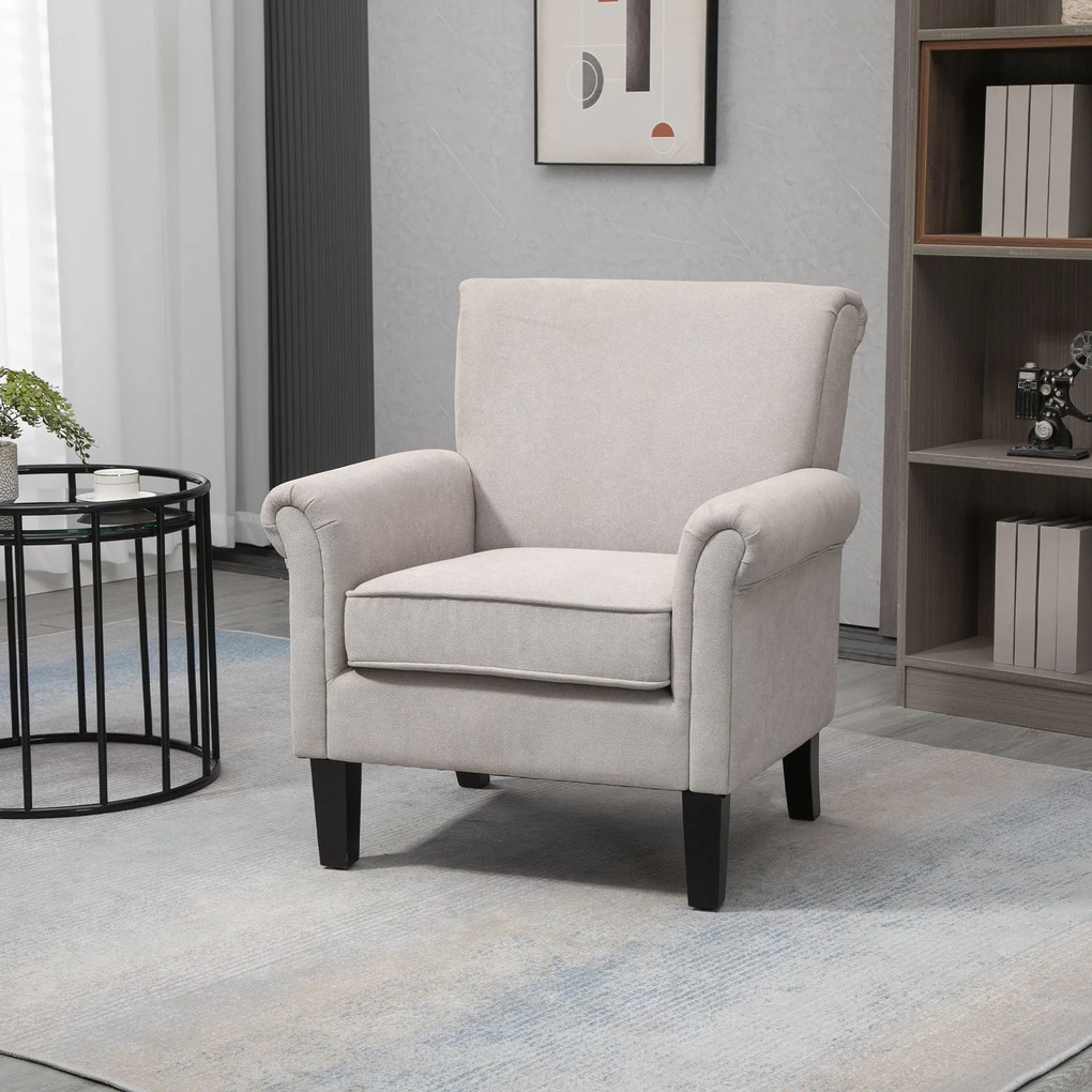 HOMCOM Fotoliu pentru Living, Stil Nordic, Tapițat cu Lemn și Poliester, Ideal pentru Living și Familie, 79x78x87 cm, Gri | Aosom Romania