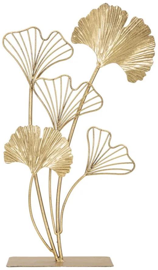 Decoratiune frunze aurii din metal, 26x11,5x44,5 cm, Leaf Mauro Ferretti
