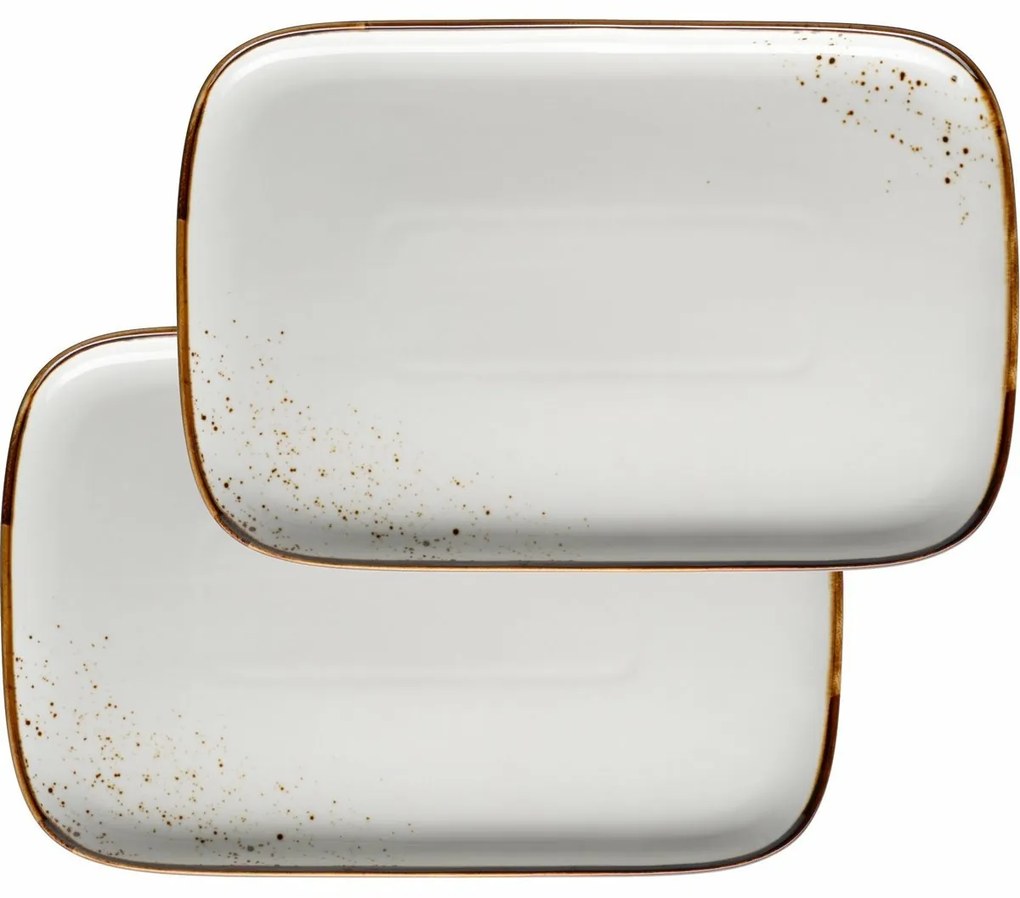 Mäser Set tavă din 2 piese Pintar Puncte maro alb30 x 20 x 2 cm, L