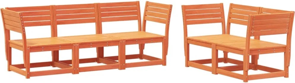 vidaXL Canapea de grădină cu 5 locuri, maro ceruit, lemn masiv de pin