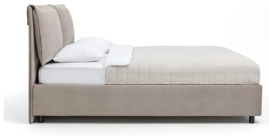 Pat dublu tapițat taupe cu spațiu de depozitare cu saltea / grătar 180x200 cm Myra Pillow - Bonami Selection