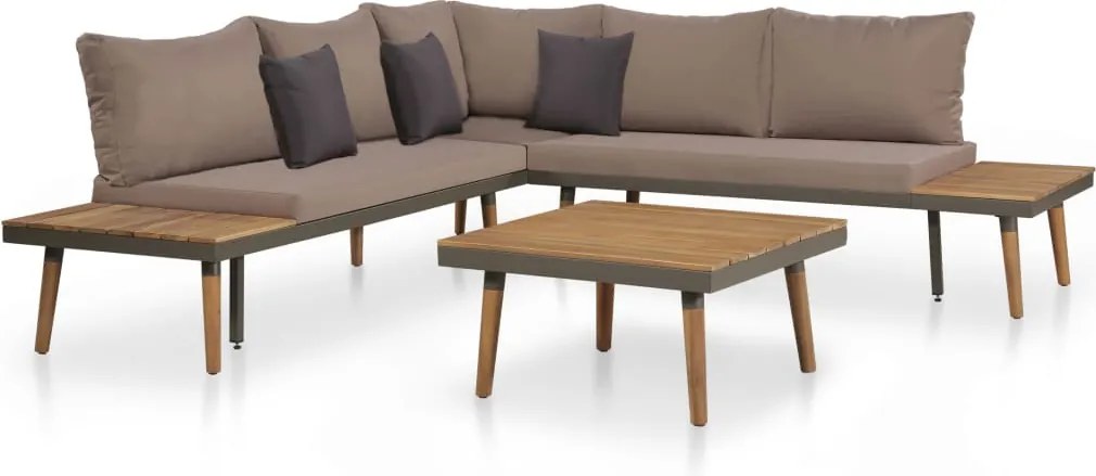 vidaXL Set mobilier grădină cu perne, 4 piese, maro, lemn acacia