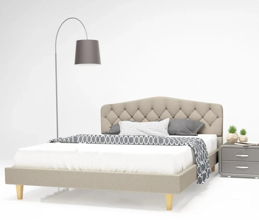 245529 vidaXL Cadru de pat, bază șipci, material textil, 140 x 200 cm, bej