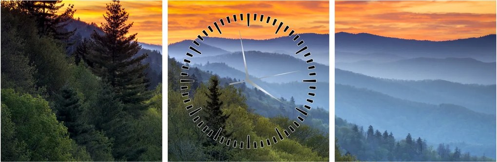 Tablou - răsărit de soare (cu ceas) (90x30 cm)