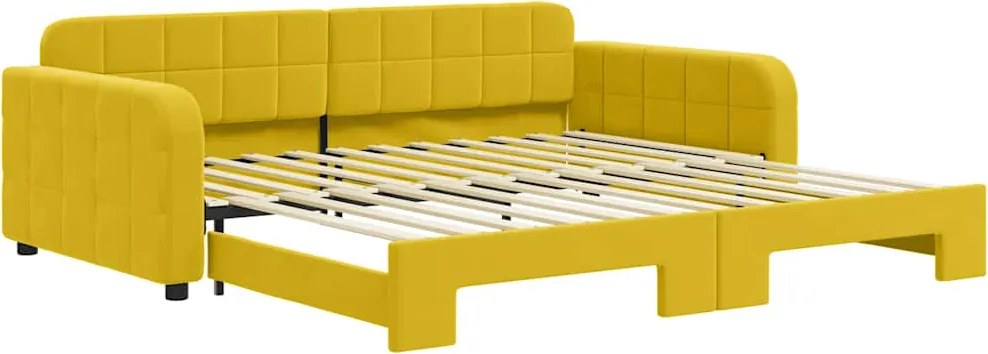 vidaXL Pat de zi cu extensie, galben, 100x200 cm, catifea
