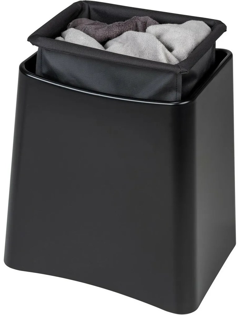 Wenko Scaun de baie cu spațiu pentru rufe Wing,negru, 45 × 33 × 48 cm
