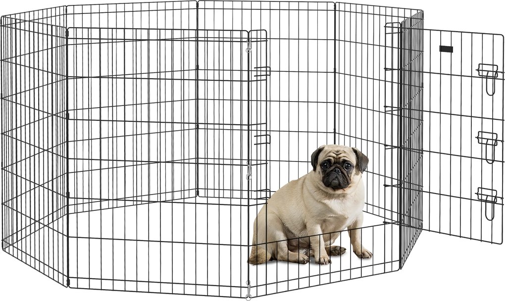 PawHut Parc modular pentru câini iepuri rozătoare gard pentru animale mici interior și exterior 61 x 91 cm negru | Aosom Romania