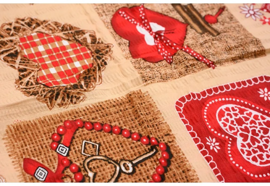 Lenjerie de pat crepon bej VENTAGO + fata de perna 40 x 50 cm gratuit