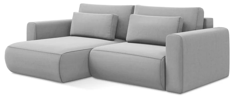 Colțar gri deschis extensibil/cu spațiu de depozitare cu tapițerie din catifea (cu colț pe partea stângă/cu șezlong) Kapua – Makamii