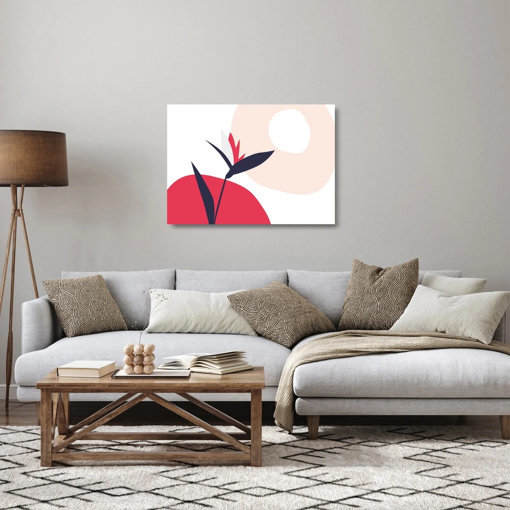 Tablou pe sticlă - Abstracție florală roz N⁰1 (70x50 cm)