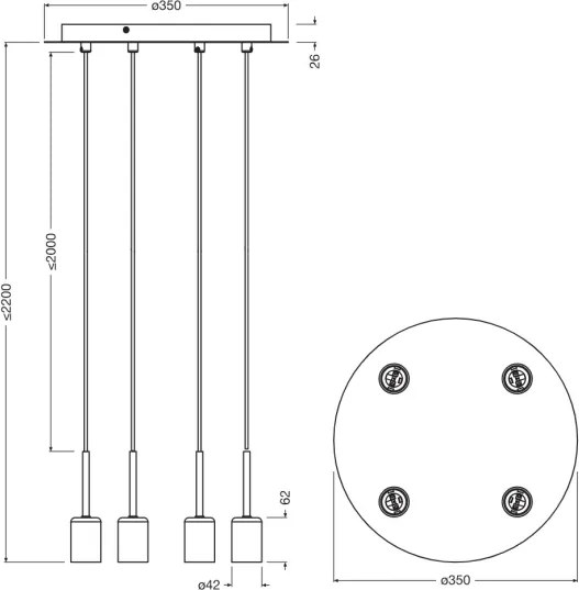 Osram - Cablu de alimentare NEEDLE PENDANT, 4xE27/25W/230V, bej