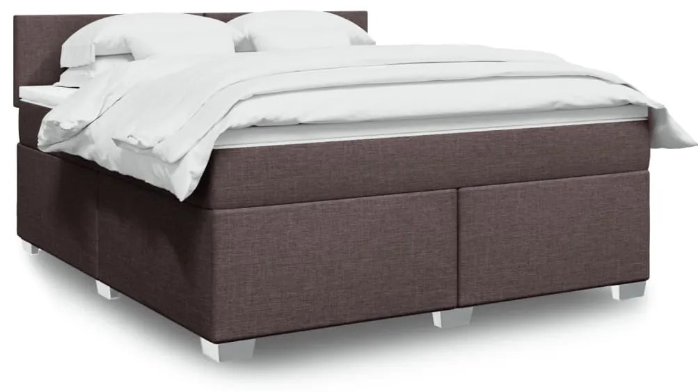 vidaXL Pat continental cu saltea maro închis 180x200cm material textil