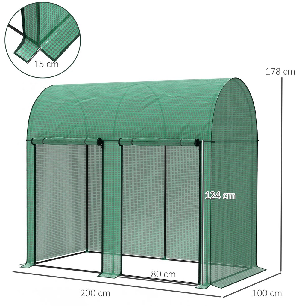 Outsunny Seră de grădină 2 m² dim. 2L x 1l x 1,78H m 2 Uși cu fermoar rulabile Oțel PE Densitate înaltă 140 g/m² Anti-UV alb | Aosom Romania
