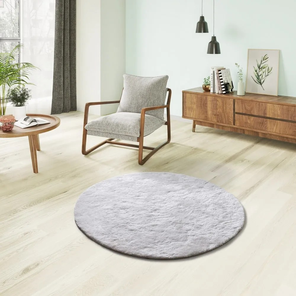 Covor alb rotund ø 120 cm Roma Liso – Universal