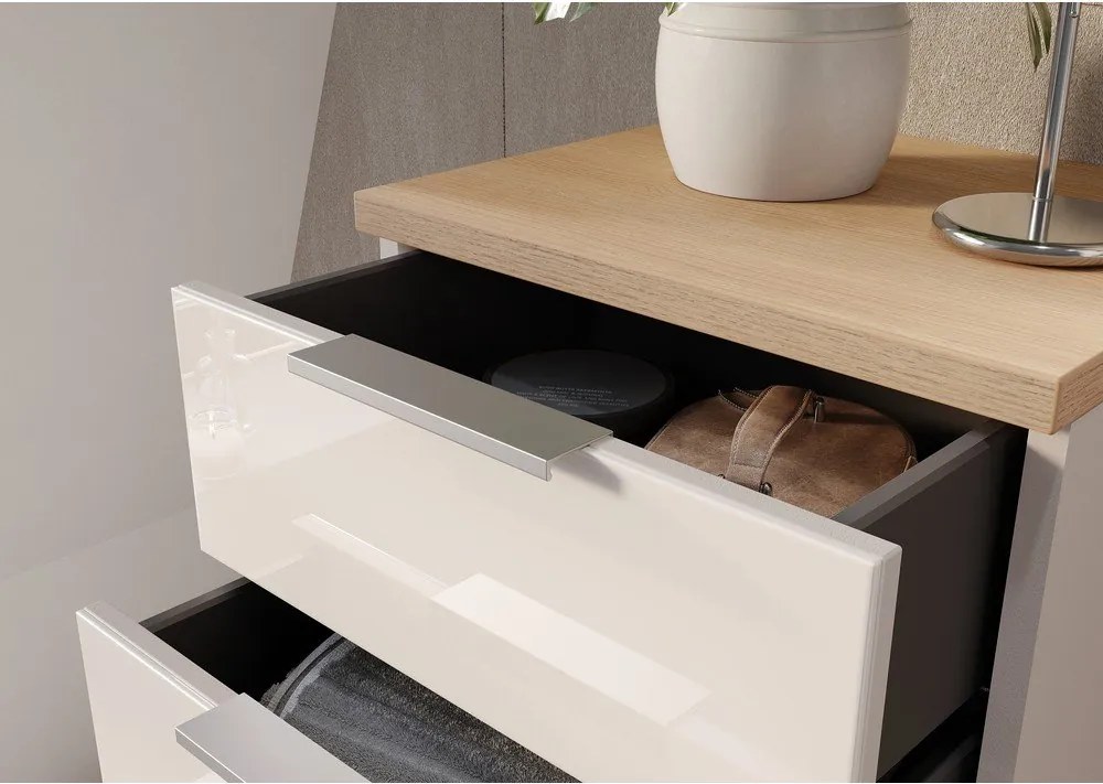 Dulap de baie crem înalt/îngust cu aspect lucios 39x112 cm Tavira – Germania