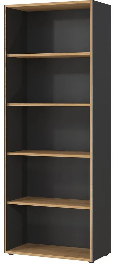 Bibliotecă gri antracit/în culoare naturală cu aspect de lemn de stejar 75x196x40 cm Podium – Germania