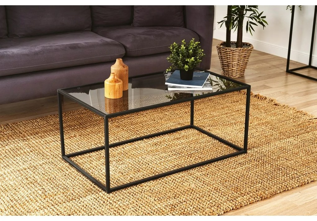 Măsuță de cafea Lizbon Black cu sticlăfumurie