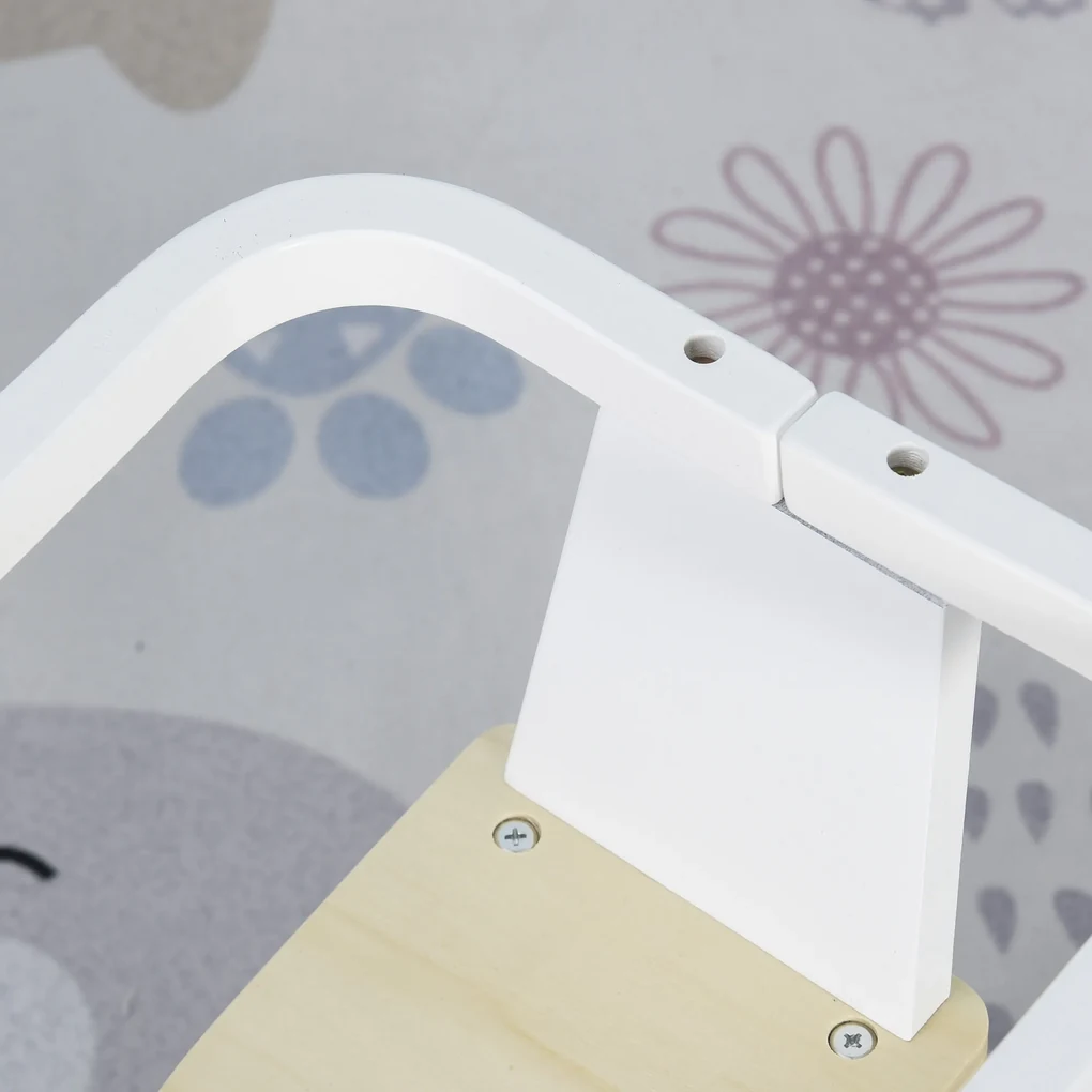 HOMCOM Căluț Balansoar Clasic din Lemn pentru Copii 1-3 Ani, Design Sigur cu Margine și Suport pentru Picioare, 68x26.5x48cm, Alb | Aosom Romania
