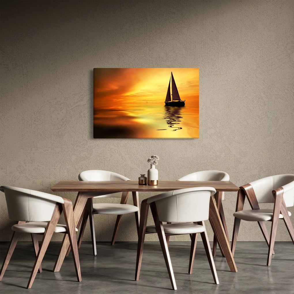 Tablou - Sailboat la apus de soare (90x60 cm)