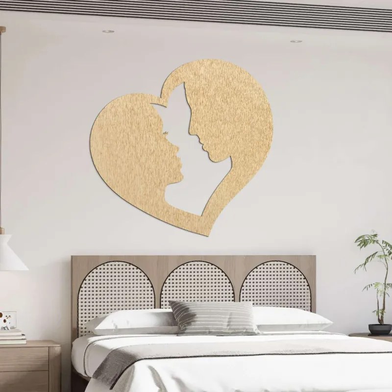 Pictură murală romantică cu un cuplu într-o inimă - TE IUBESC