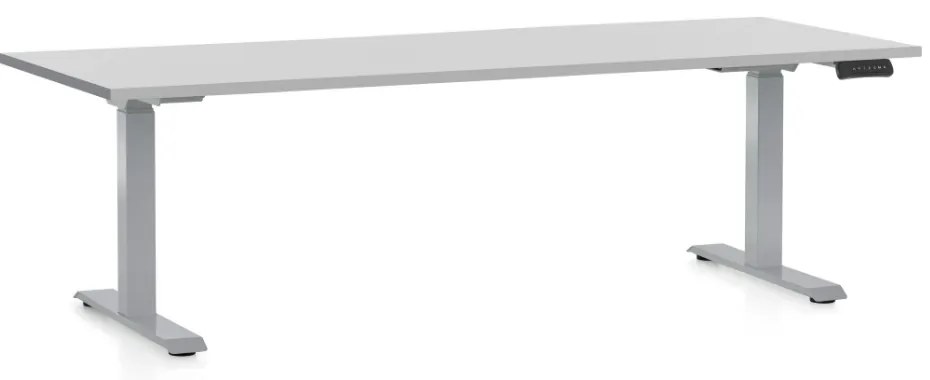 Masa inaltime reglabila OfficeTech D, 200 x 80 cm, bază gri, gri deschis