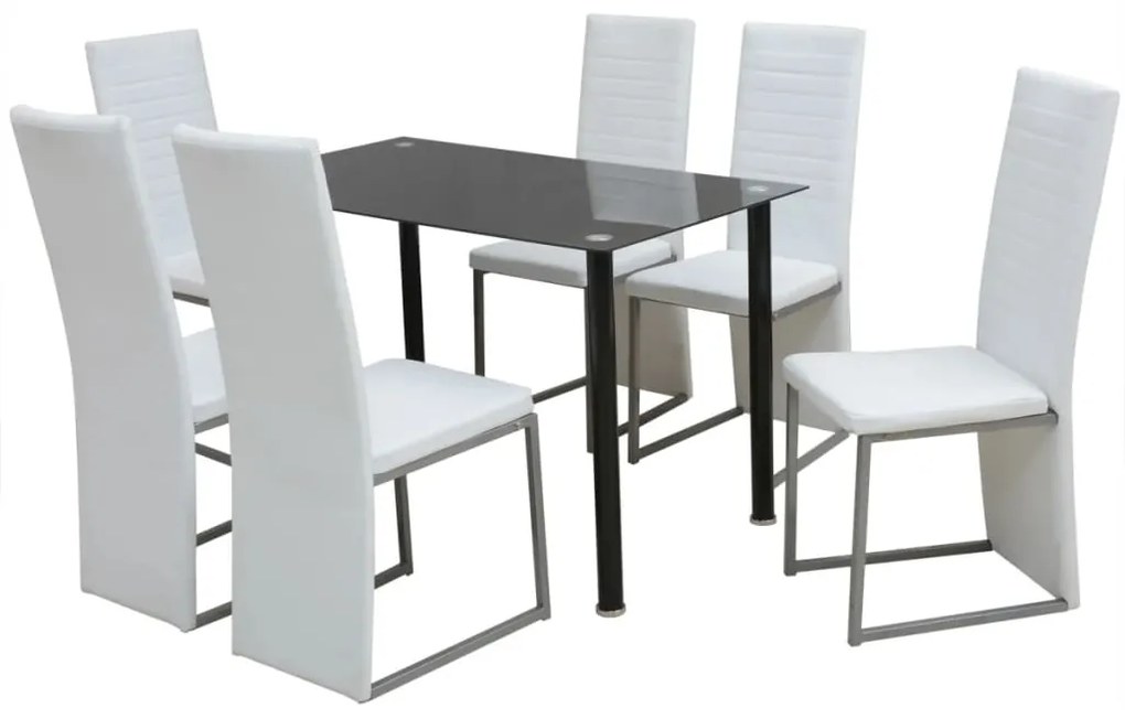 242927 vidaXL Set masă și scaune de bucătărie, alb și negru, 7 piese