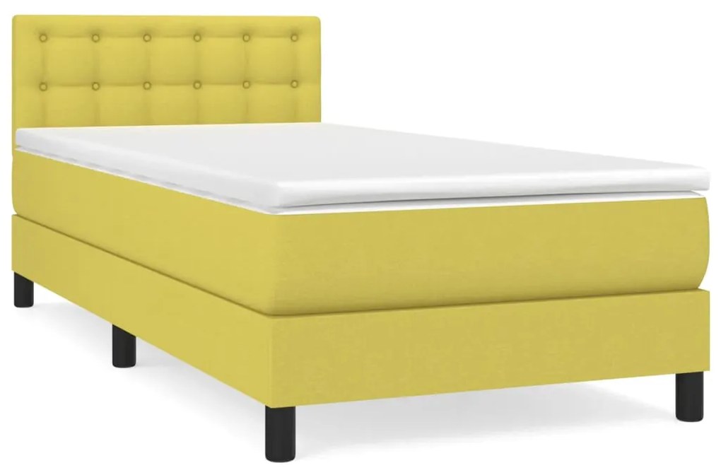 3140336 vidaXL Pat box spring cu saltea, verde, 80x200 cm, textil