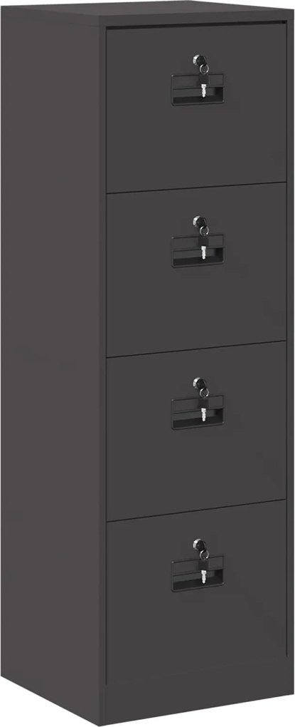 vidaXL Dulap pentru Fișiere cu sertar cu raft Negru 45,5 x 42 x 139 cm