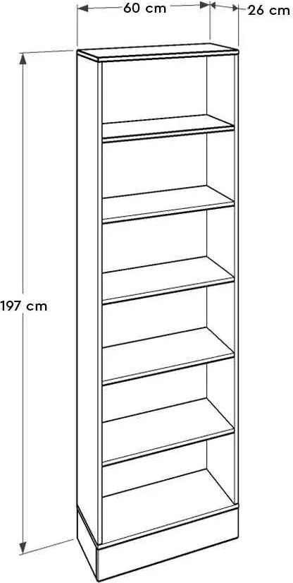Bibliotecă Adore Base cu 6 Rafturi, Alb, 60x197x26 cm