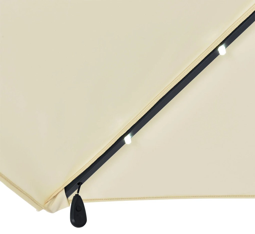 Umbrelã "Brazilia" 3 m cu iluminare LED crem, cu deschidere si suport gri