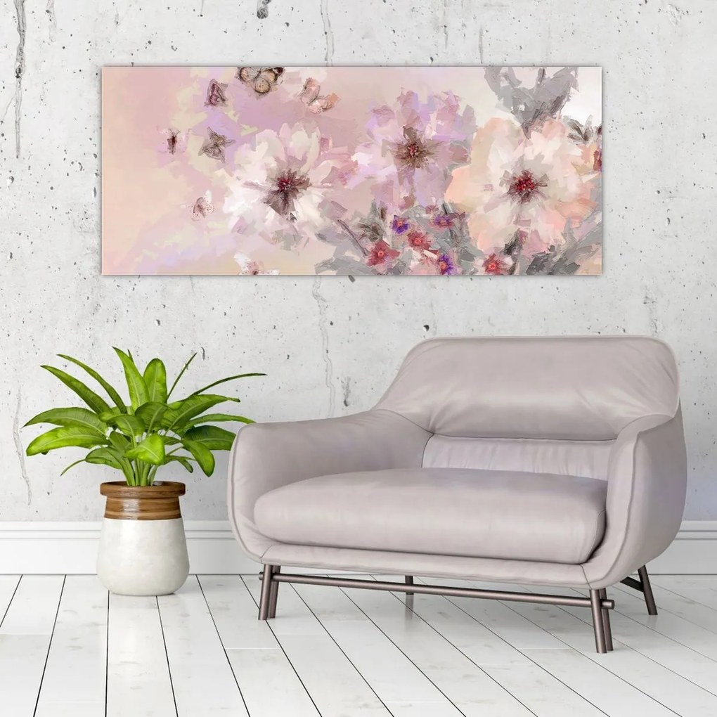 Tablou - Colaj de artă cu fluturi (120x50 cm)