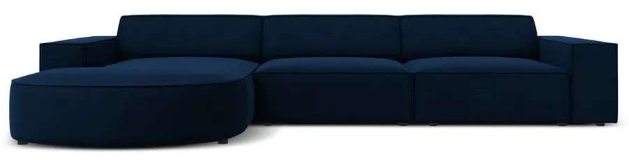 Colțar albastru cu tapițerie din catifea (cu șezlong pe partea stângă ) Jodie - Micadoni Home