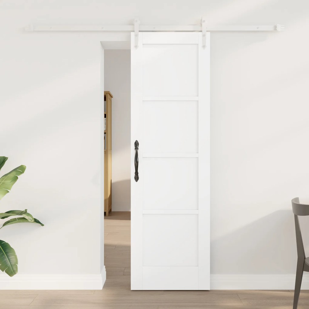 Ușa glisantă vidaXL cu set de hardware alb 61x198.5 cm din lemn masiv de pin
