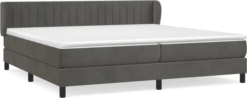 vidaXL Pat box spring cu saltea, gri închis, 200x200 cm, catifea