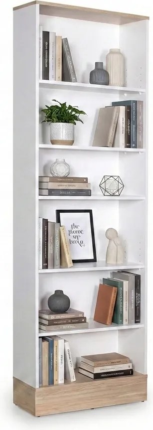 Bibliotecă Adore Base cu 6 Rafturi, Alb, 60x197x26 cm