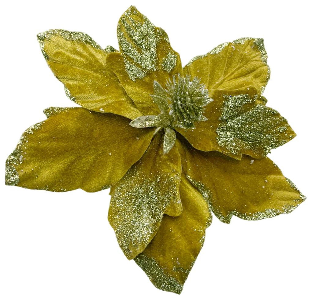Ornament brad Craciunita Velvet 22cm, Auriu