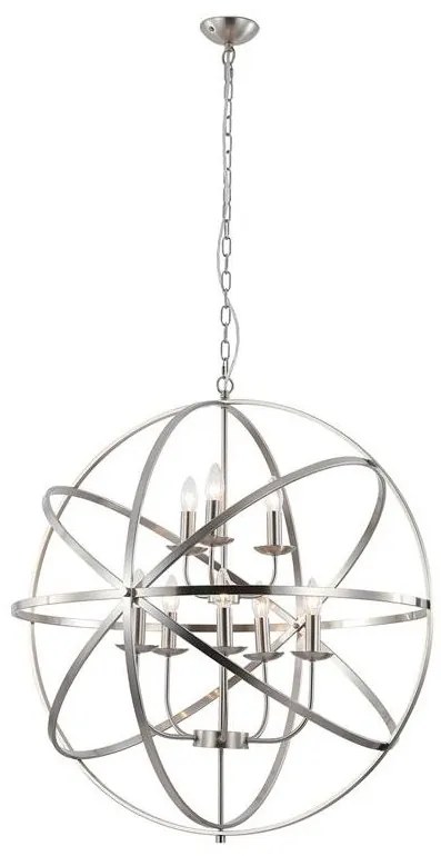 Lustra suspendata stil traditional Orbit 8Lt, argintiu satinat