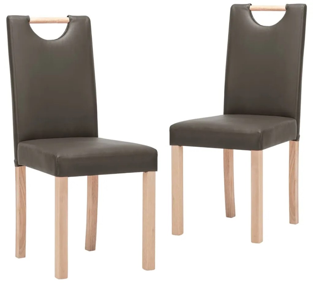 336763 vidaXL Scaune de sufragerie, 2 buc., gri, piele ecologică