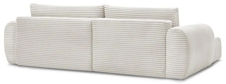 Colțar crem extensibil cu tapițerie din catifea reiată (cu colț pe partea stângă ) Lucien – Bobochic Paris