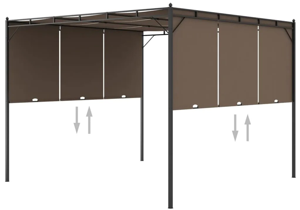 vidaXL Pavilion de grădină cu perdea laterală, gri taupe, 3x3x2,25 m