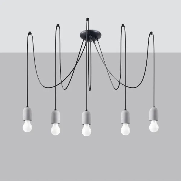 Lustră pe cablu Sollux SL.1161 NESO 5xE27/15W/230V beton