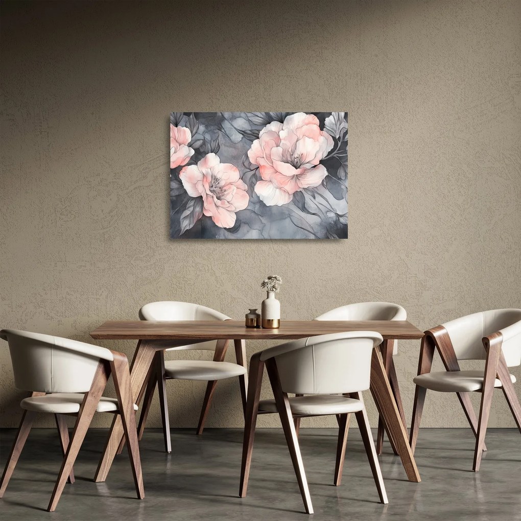Tablou pe sticlă - Schiță de flori (70x50 cm)