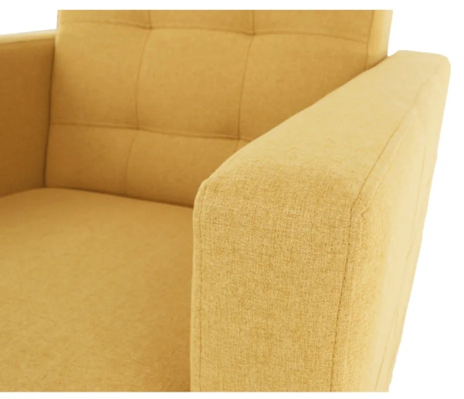 Fotoliu complet tapiţat, material textil muştar, AMEDIA