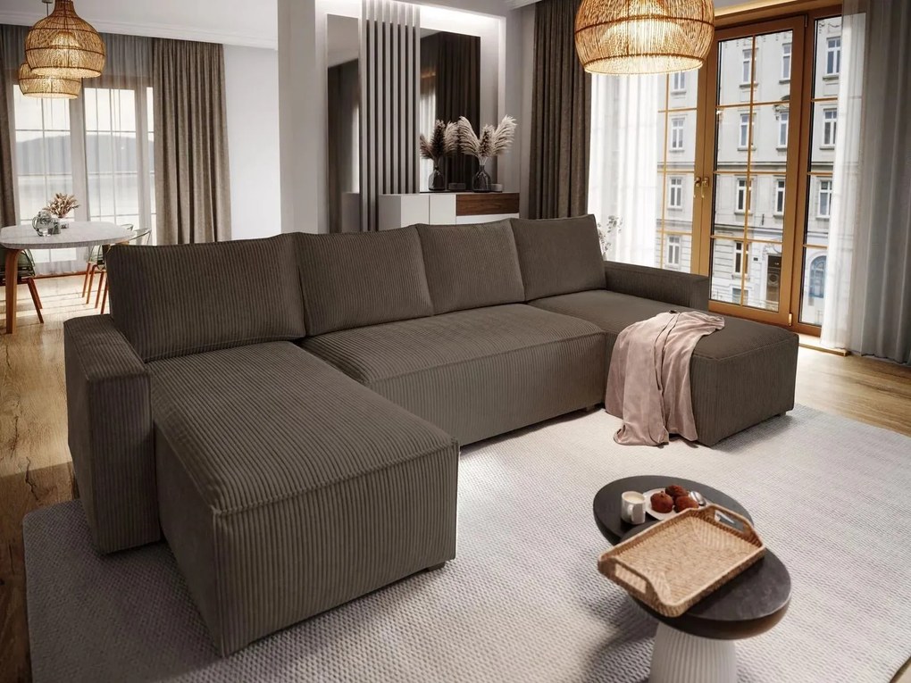 Coltar in forma de U SMART COSARO 295x140 cm, maro inchis