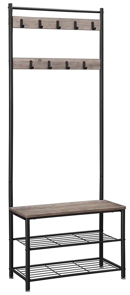 Perete de hol metalic INDUSTRY 175 cm, negru/gri-maroniu